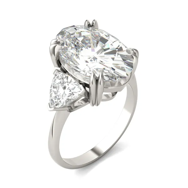 Elongated Oval Claw Prong Trillion Three-Stone