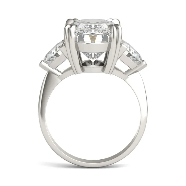 Elongated Oval Claw Prong Trillion Three-Stone