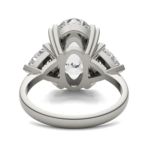 Elongated Oval Claw Prong Trillion Three-Stone