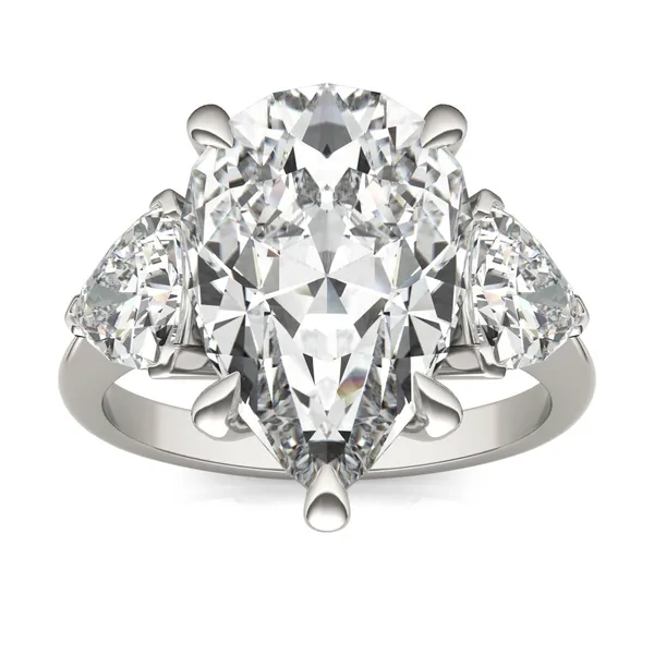 Pear Claw Prong Trillion Three-Stone Exotic Engagement Ring