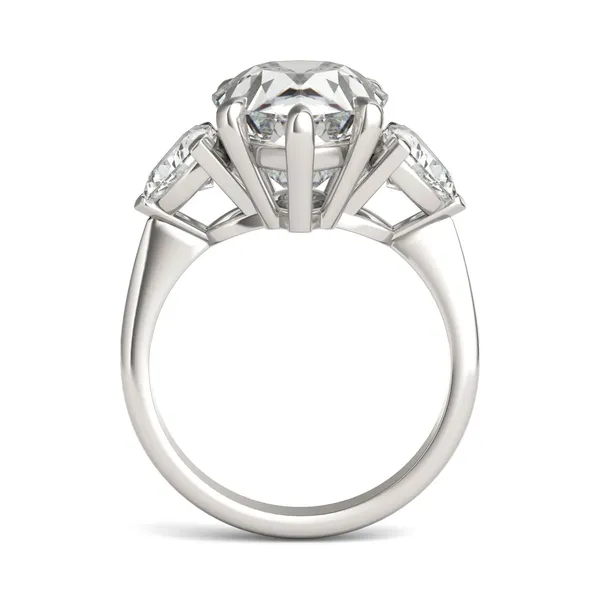 Pear Claw Prong Trillion Three-Stone Exotic Engagement Ring