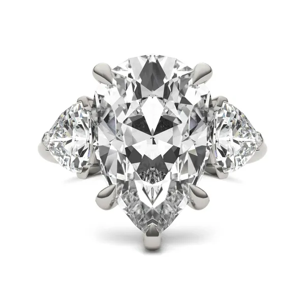 Pear Claw Prong Trillion Three-Stone Exotic Engagement Ring