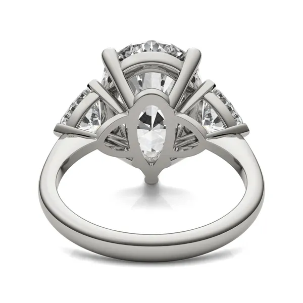 Pear Claw Prong Trillion Three-Stone Exotic Engagement Ring