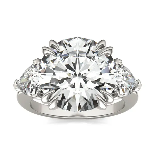 Round Brilliant Claw Prong Trillion Three-Stone Exotic Engagement Ring