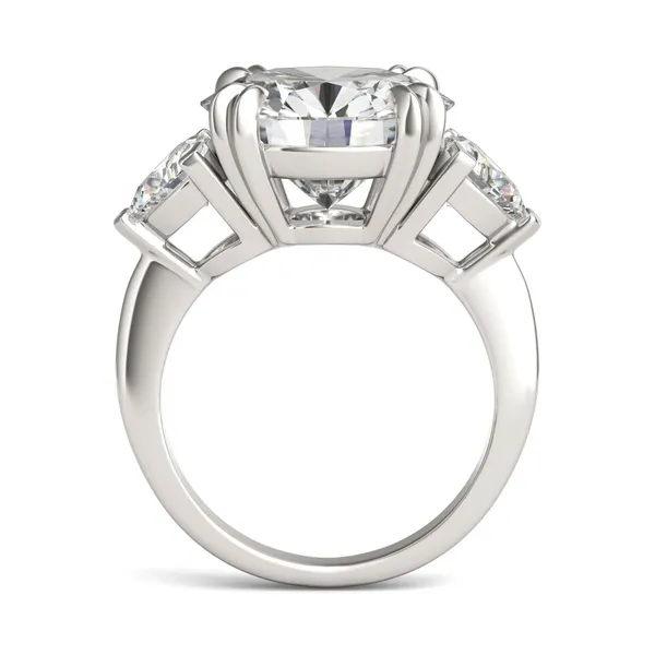 Round Brilliant Claw Prong Trillion Three-Stone Exotic Engagement Ring