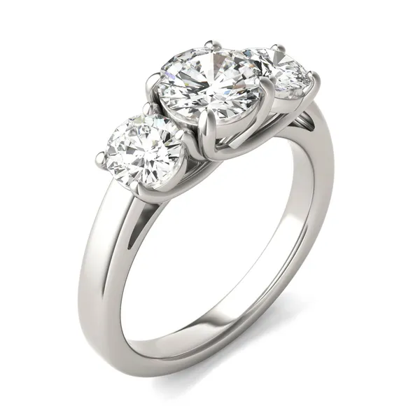 Round Brilliant Classic Trellis Three-Stone Engagement Ring