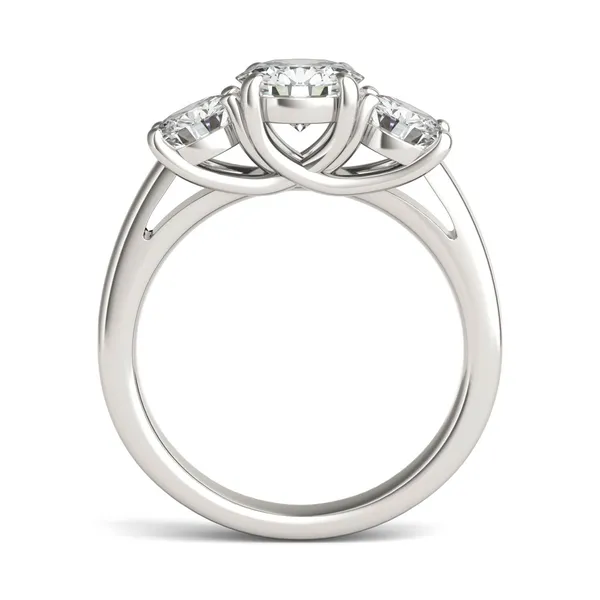 Round Brilliant Classic Trellis Three-Stone Engagement Ring