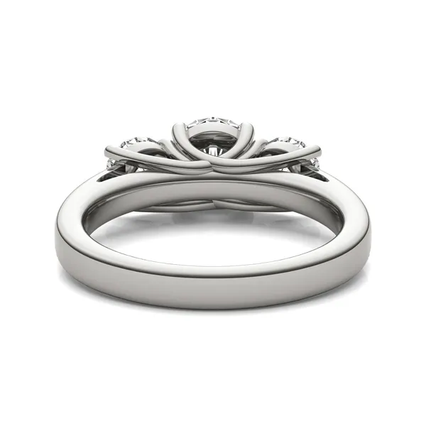 Round Brilliant Classic Trellis Three-Stone Engagement Ring