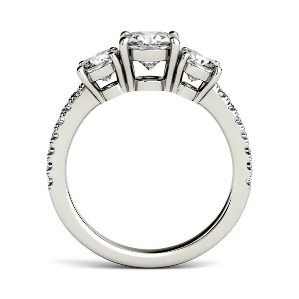Cushion Trinity Accented Three-Stone Engagement Ring