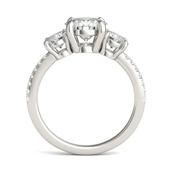 Round Brilliant Trinity Accented Three-Stone Engagement Ring