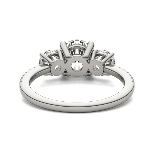 Round Brilliant Trinity Accented Three-Stone Engagement Ring