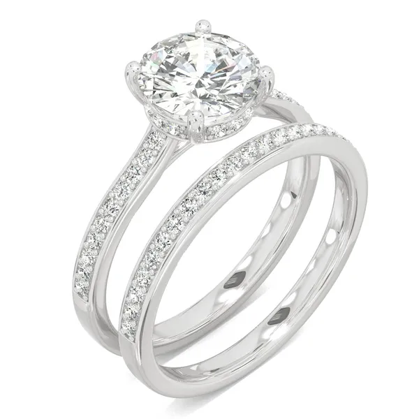 Round Hearts & Arrows Eternal Side-Stone Bridal Set