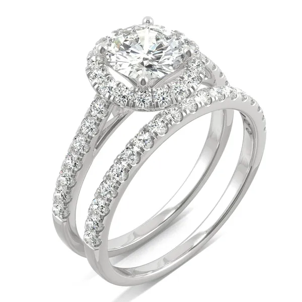 Round Brilliant Lifted Halo Bridal Set