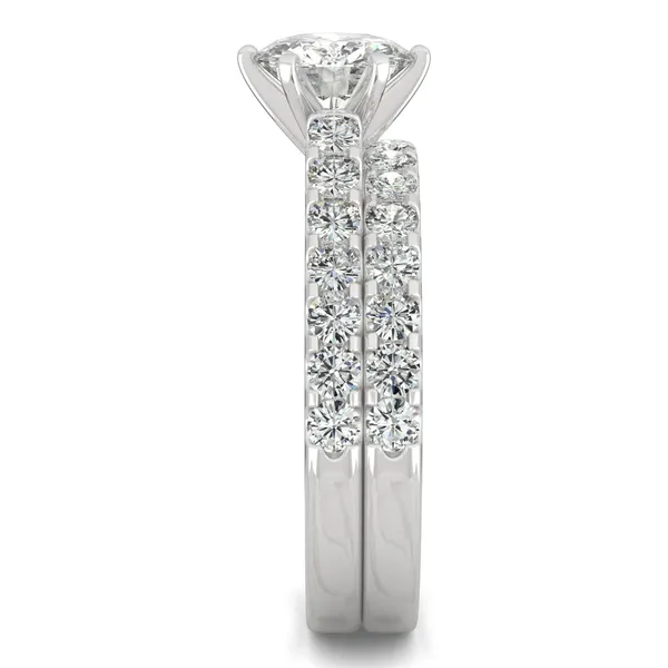 Round Brilliant Six-Prong Accented Cathedral Bridal Set