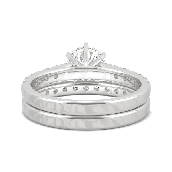 Round Brilliant Six-Prong Accented Cathedral Bridal Set