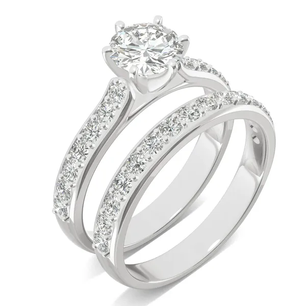 Round Brilliant Prong In Channel Bridal Set