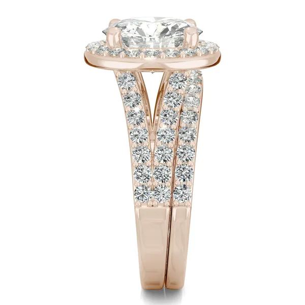Round Brilliant Split Shank Halo Bridal Set