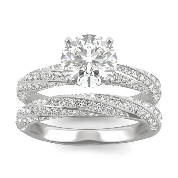 Round Brilliant Pavé Woven Bridal Set