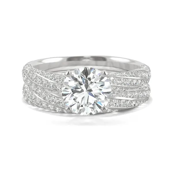 Round Brilliant Pavé Woven Bridal Set