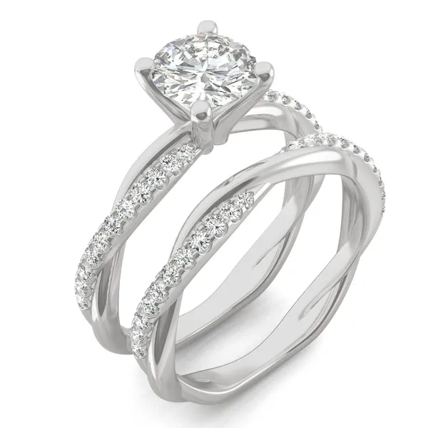 Round Hearts & Arrows Twisted Accented Bridal Set
