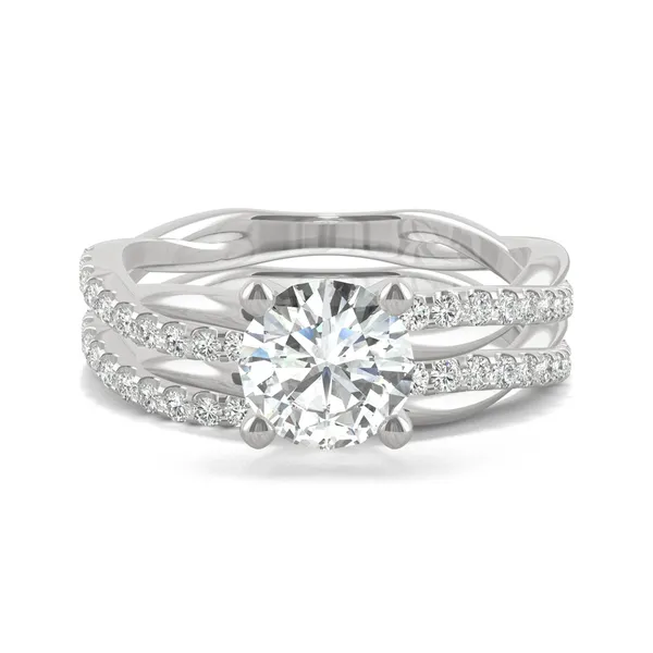 Round Hearts & Arrows Twisted Accented Bridal Set