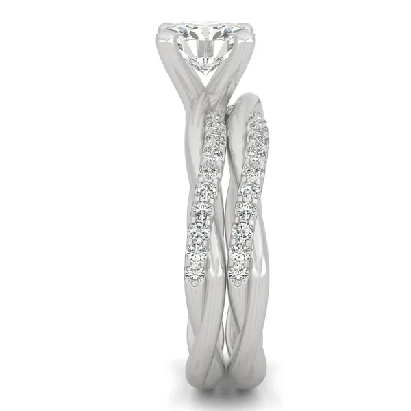Round Hearts & Arrows Twisted Accented Bridal Set