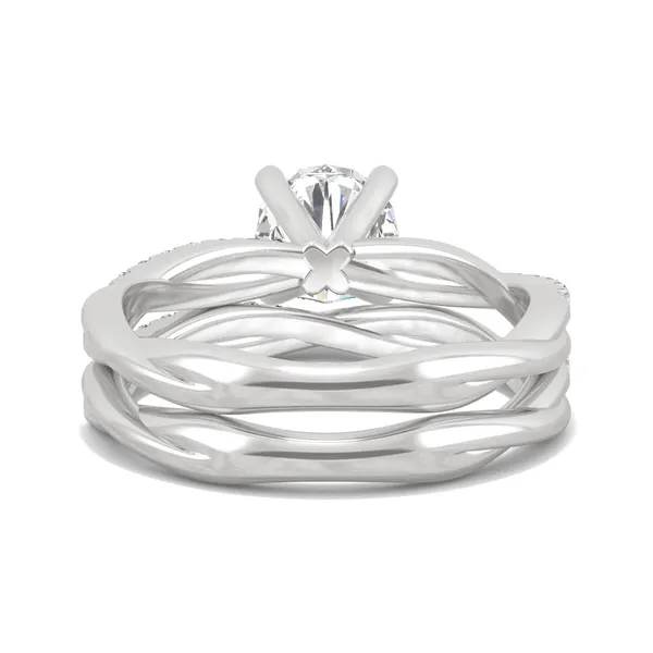 Round Hearts & Arrows Twisted Accented Bridal Set