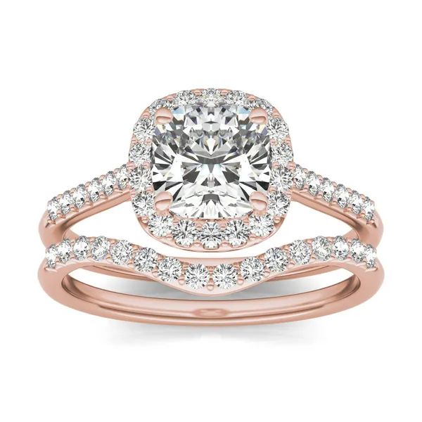 Cushion Signature Accented Halo Bridal Set