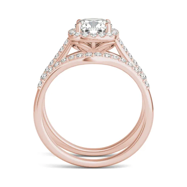 Cushion Signature Accented Halo Bridal Set