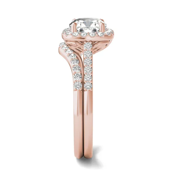 Cushion Signature Accented Halo Bridal Set