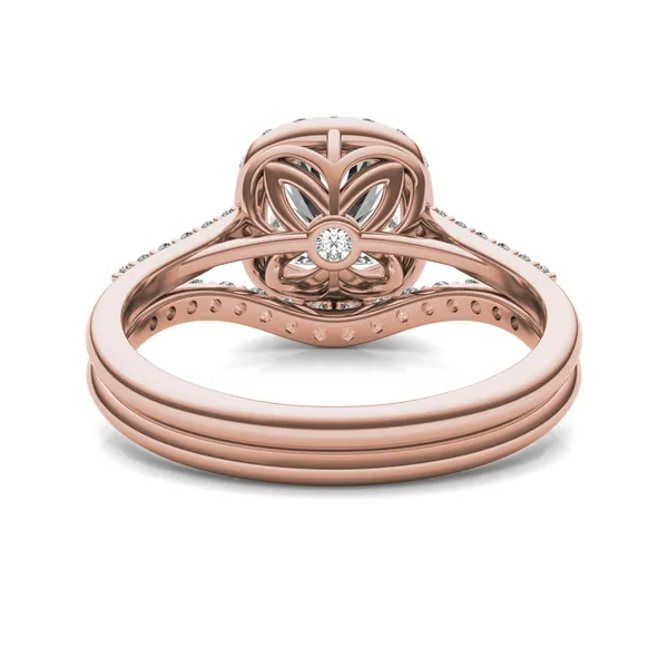 Cushion Signature Accented Halo Bridal Set