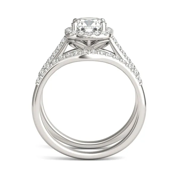 Cushion Signature Accented Halo Bridal Set