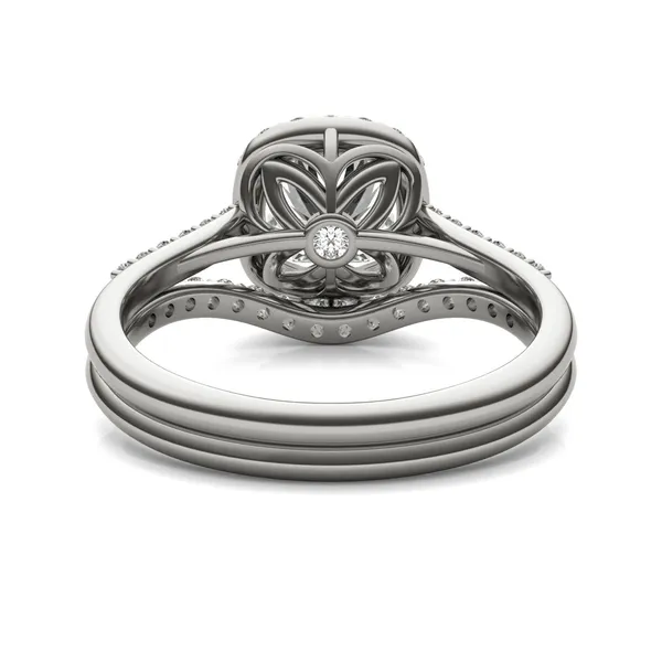 Cushion Signature Accented Halo Bridal Set