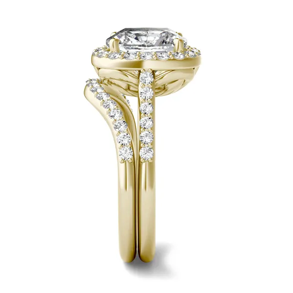 Elongated Cushion Signature Accented Halo Bridal Set