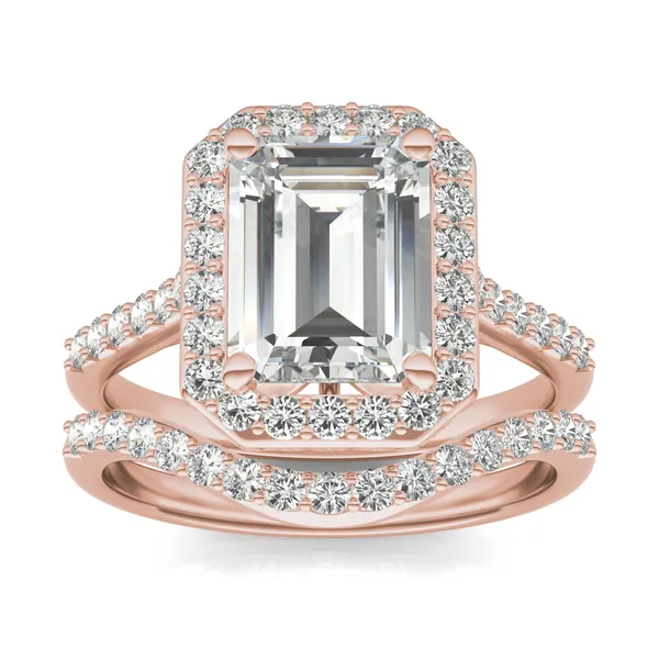 Emerald Signature Accented Halo Bridal Set