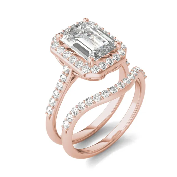 Emerald Signature Accented Halo Bridal Set