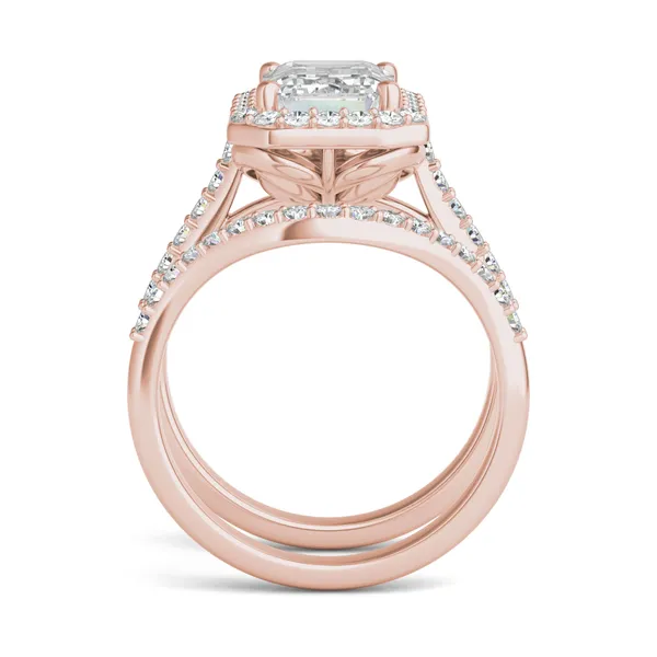 Emerald Signature Accented Halo Bridal Set