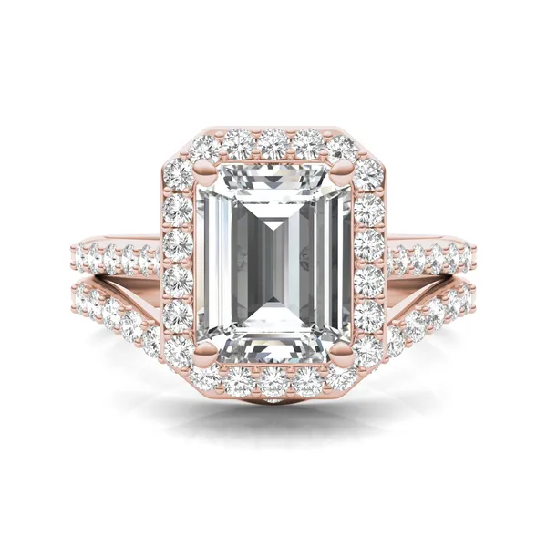 Emerald Signature Accented Halo Bridal Set