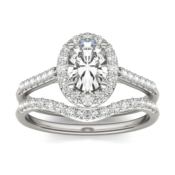 Oval Signature Accented Halo Bridal Set