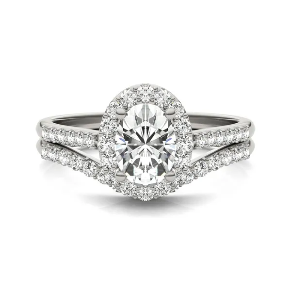 Oval Signature Accented Halo Bridal Set