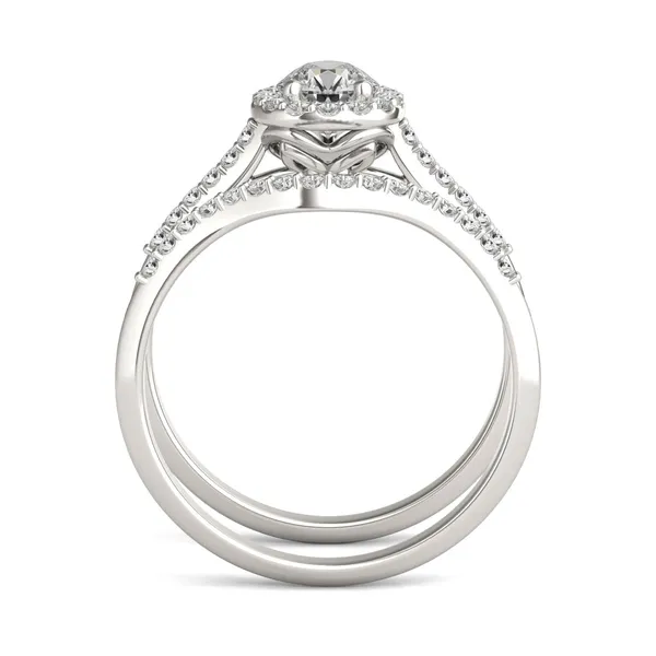 Pear Signature Accented Halo Bridal Set