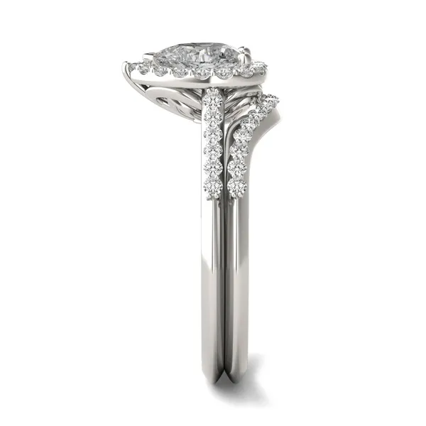 Pear Signature Accented Halo Bridal Set