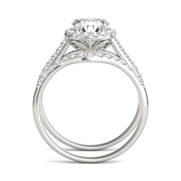 Round Hearts & Arrows Signature Accented Halo Bridal Set