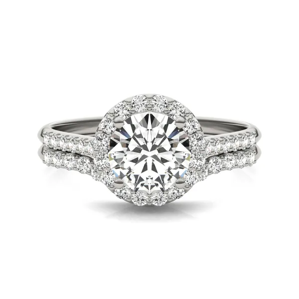 Round Hearts & Arrows Signature Accented Halo Bridal Set