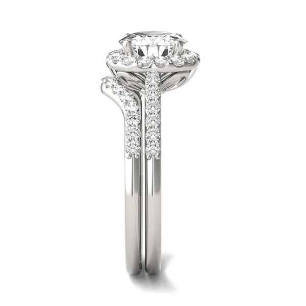 Round Hearts & Arrows Signature Accented Halo Bridal Set