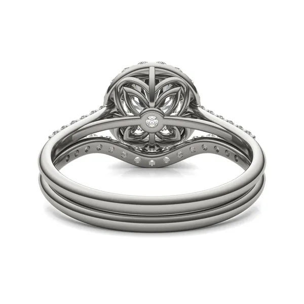 Round Hearts & Arrows Signature Accented Halo Bridal Set