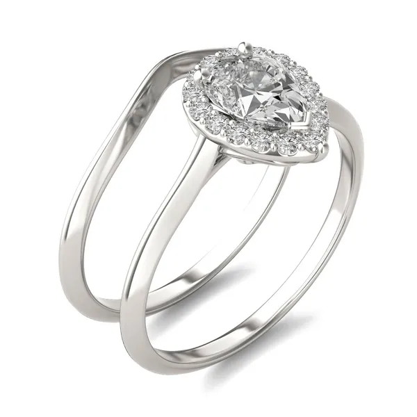 Pear Signature Halo Bridal Set