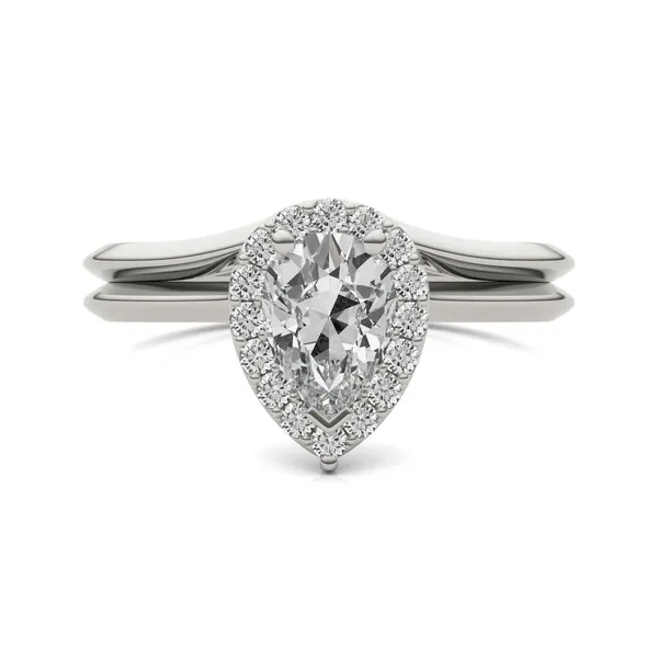 Pear Signature Halo Bridal Set