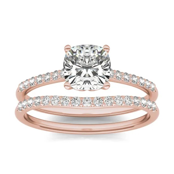 Cushion Signature Petite Side-Stone Bridal Set