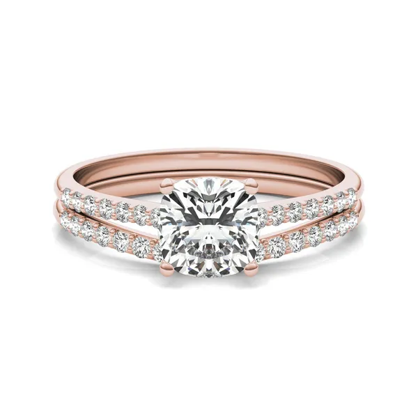 Cushion Signature Petite Side-Stone Bridal Set